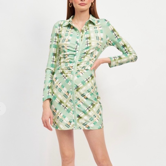 FEW LEFT❗️EMORY PARK Fitted Mixed Print Long Sleeves Dress - Picture 2 of 5